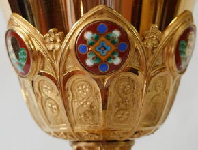 French antique solid silver gilt Gothic Chapel Set